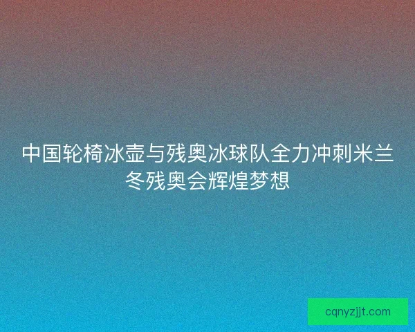 中国轮椅冰壶与残奥冰球队全力冲刺米兰冬残奥会辉煌梦想