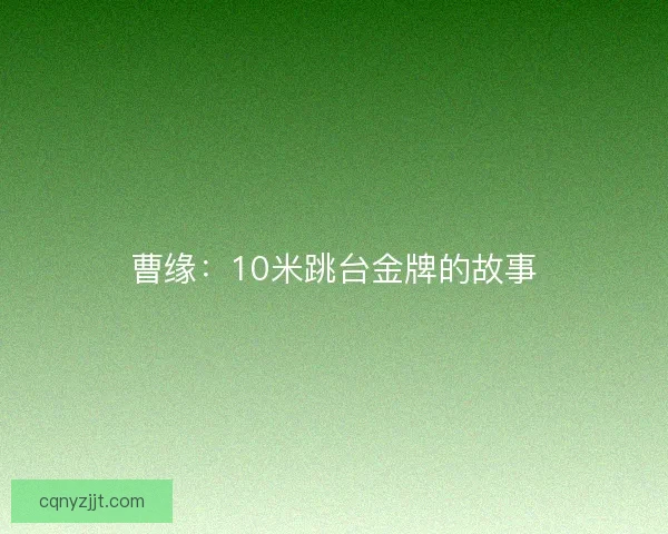 曹缘：10米跳台金牌的故事