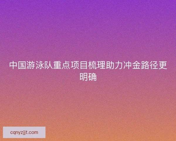 中国游泳队重点项目梳理助力冲金路径更明确